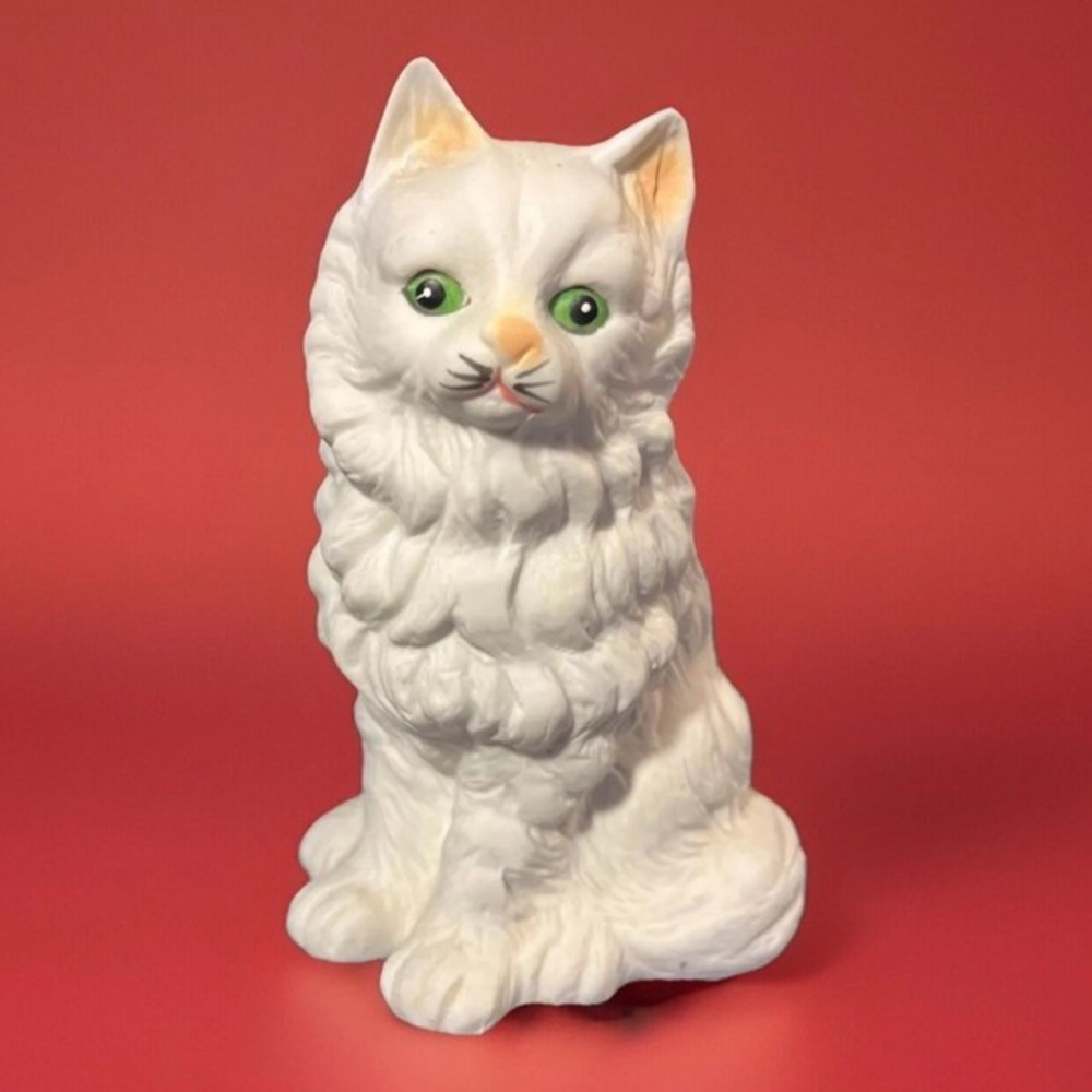 Vintage‎ Artmark White Persian Cat Figurine 6" Ceramic Kitty Statue Collectible